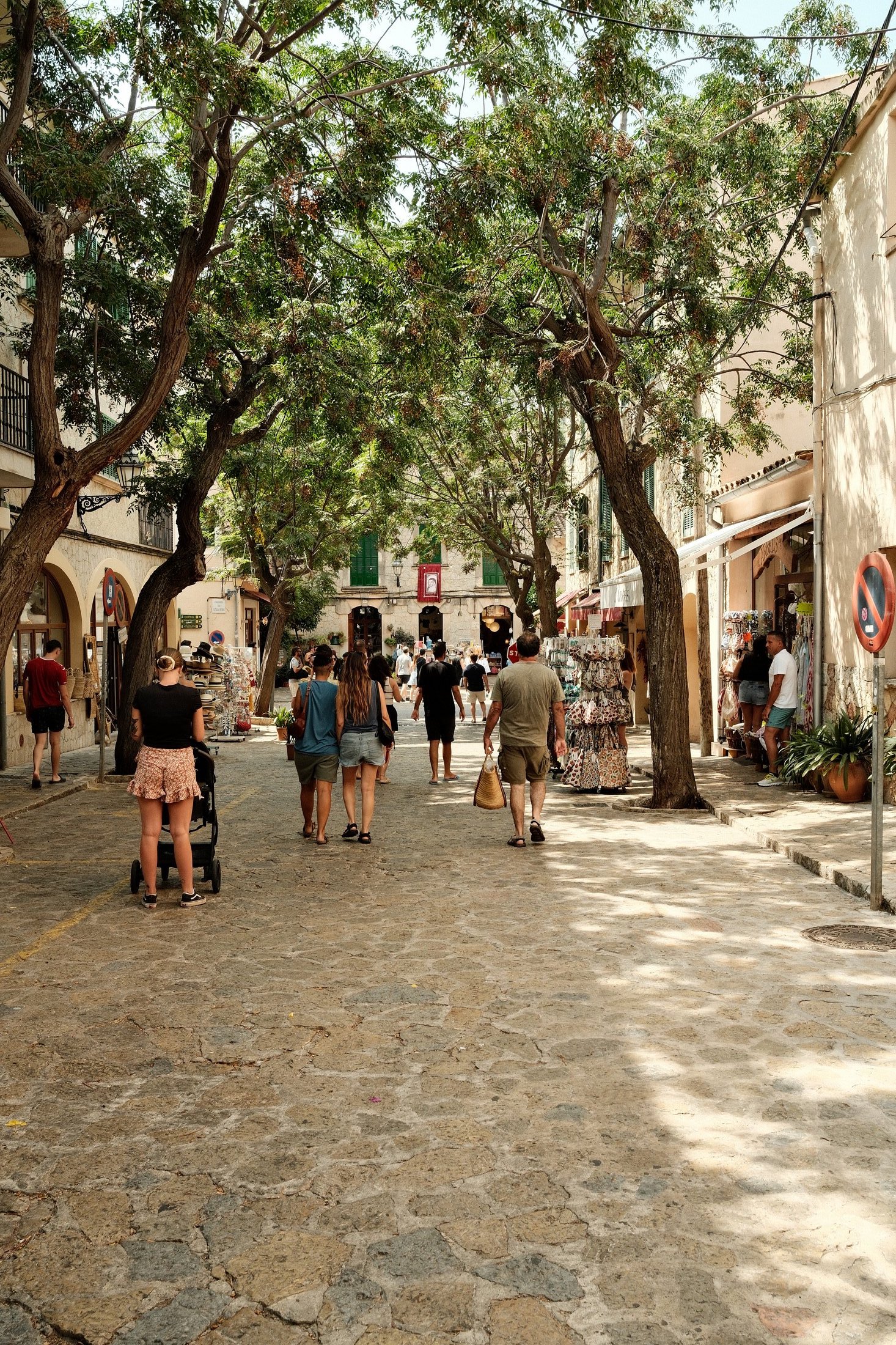 A shaded street in an old town